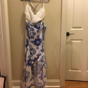 Blue and White Floral Beach Dress